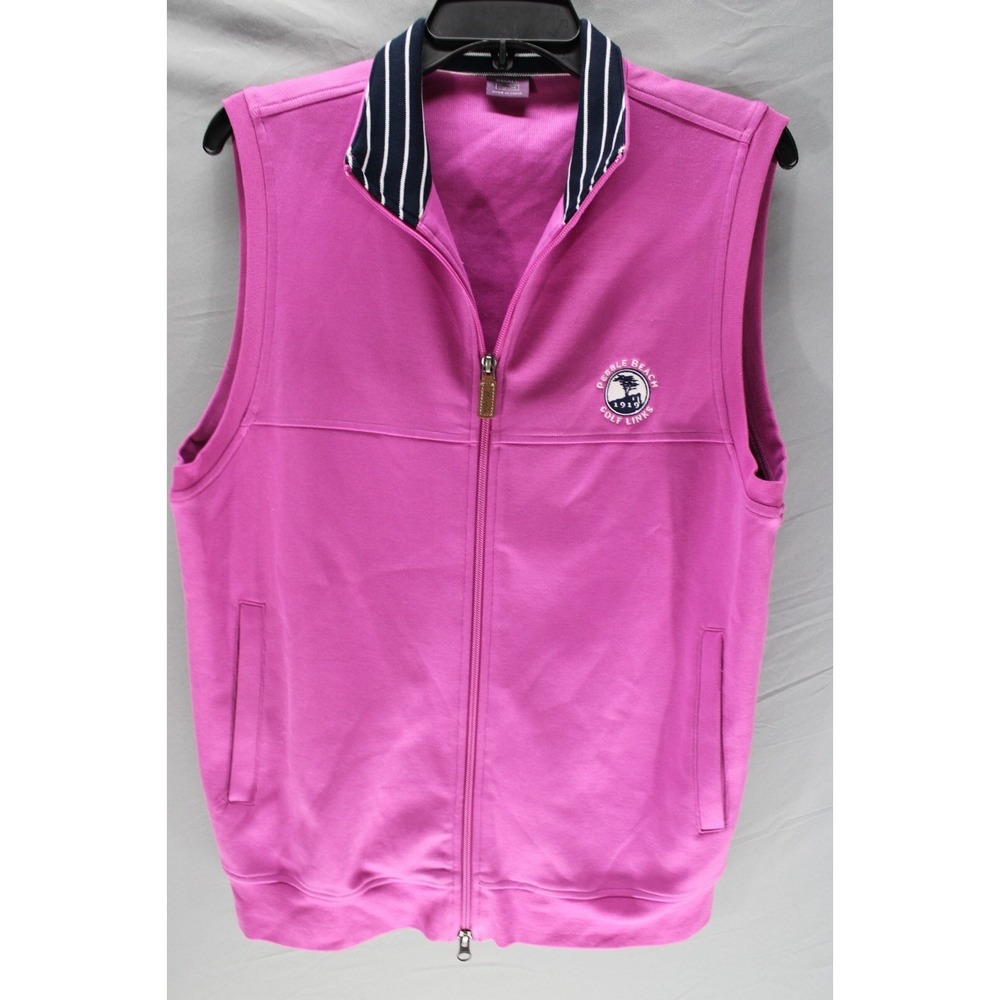 Martin Golf‎ Vest Peeble Beach Logo Zip Up Pink Cotton Polyester Size Small